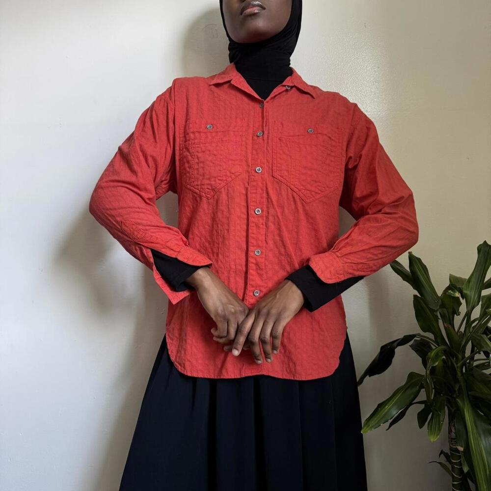 Vintage Orange button-up casual shirt size S - Picture 3 of 6